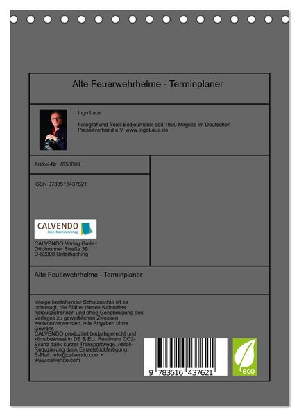 Produktbild: Alte Feuerwehrhelme - Terminplaner (Tischkalender 2026 DIN A5 hoch), CALVENDO Monatskalender