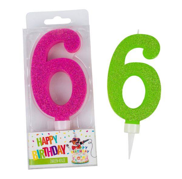 Produktbild: TRENDHAUS&reg; Zahlenkerzen Birthday Fun Glitter Maxi, 6