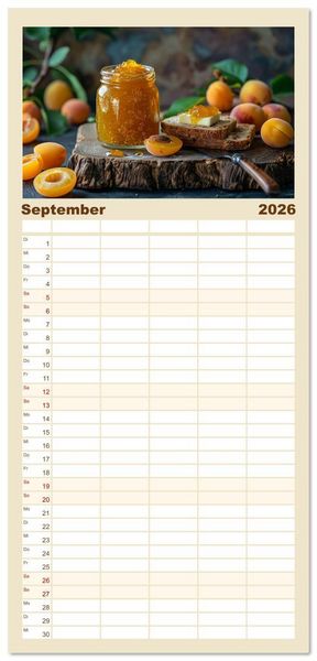 Produktbild: Familienplaner 2026 - Ein Jahr im Paradies der Konfit&uuml;ren mit 5 Spalten (Wandkalender, 21 x 45 cm) CALVENDO