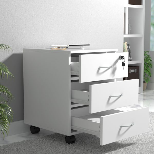 Produktbild: Holz Rollcontainer B&uuml;rom&ouml;bel 3 Schubladen Baula L