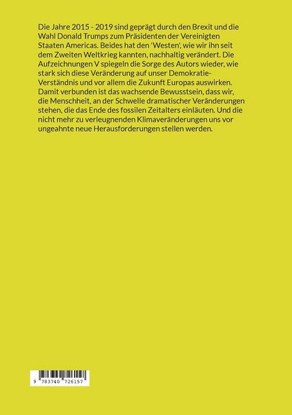 Produktbild: Aufzeichnungen V; 2015-2019