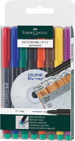 Produktbild: Faber-Castell Marker Multimark 1513 F permanent, 8er Set