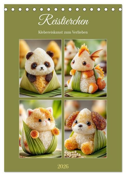 Produktbild: Reistierchen. Klebereiskunst zum Verlieben (Tischkalender 2026 DIN A5 hoch), CALVENDO Monatskalender