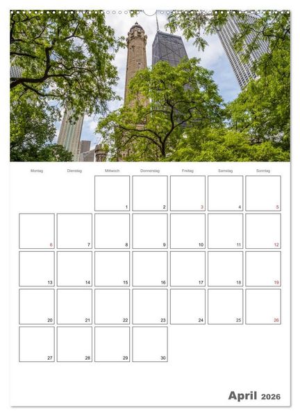 Produktbild: CHICAGO Terminplaner (hochwertiger Premium Wandkalender 2026 DIN A2 hoch), Kunstdruck in Hochglanz