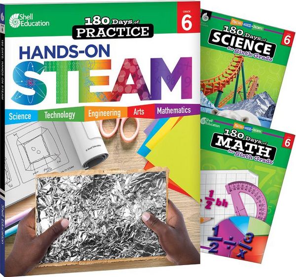 Produktbild: 180 Days(r) Steam, Science, & Math Grade 6: 3-Book Set