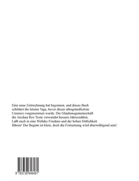 Produktbild: Das Ende des ersten Jahres vor Jeschua Rex Text