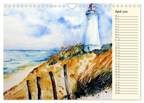 Produktbild: Aquarelle - Fischland-Dar&szlig; (Wandkalender 2026 DIN A4 quer), CALVENDO Monatskalender
