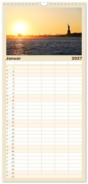 Produktbild: Familienplaner 2027 - Wundervolles New York mit 5 Spalten (Wandkalender, 21 x 45 cm) CALVENDO
