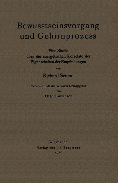 Produktbild: Bewusstseinsvorgang und Gehirnprozess