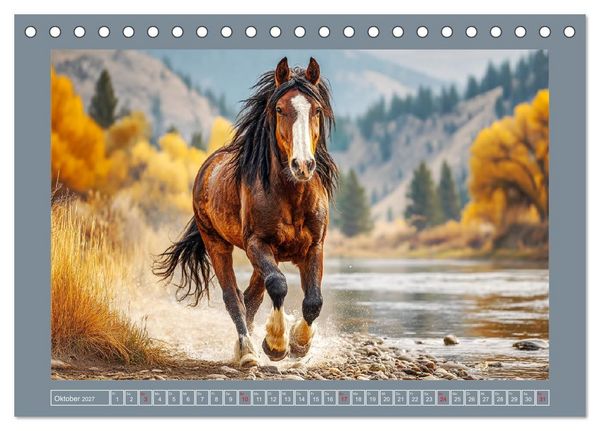 Produktbild: Mustangs. Pferde in ihrer wildesten Sch&ouml;nheit (Tischkalender 2027 DIN A5 quer), CALVENDO Monatskalender