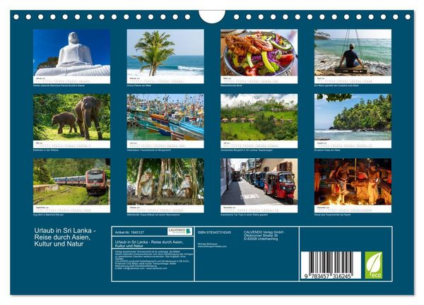 Produktbild: Urlaub in Sri Lanka - Reise durch Asien, Kultur und Natur (Wandkalender 2026 DIN A4 quer), CALVENDO Monatskalender