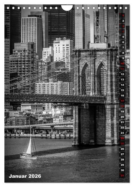 Produktbild: NEW YORK CITY Monochrome Stadtansichten (Wandkalender 2026 DIN A4 hoch), CALVENDO Monatskalender