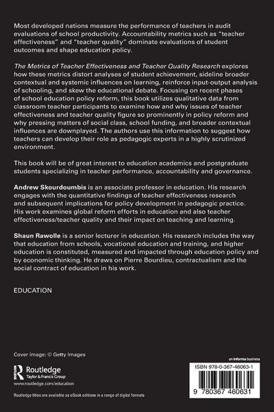 Produktbild: The Metrics of Teacher Effectiveness and Teacher Quality Research