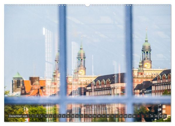 Produktbild: Die Hafenstadt Hamburg im Spiegel (hochwertiger Premium Wandkalender 2026 DIN A2 quer), Kunstdruck in Hochglanz