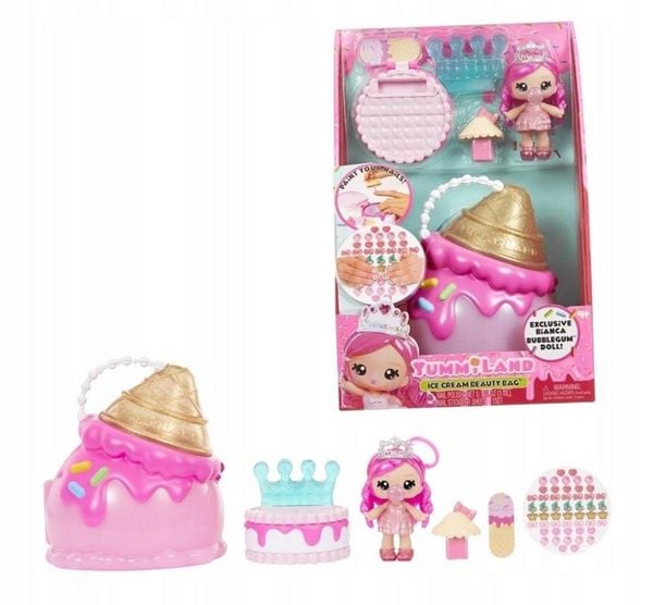 Yummiland Beauty Bag Playset + Lip Gloss Doll - Ice Cream Beauty Bag