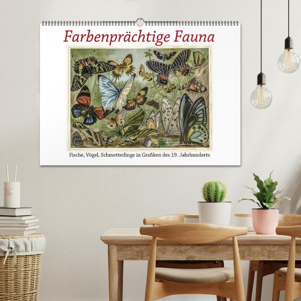Produktbild: Farbenpr&auml;chtige Fauna. Fische, V&ouml;gel, Schmetterlinge in Grafiken des 19 Jahrhunderts (Wandkalender 2026 DIN A2 quer), CALVENDO Monatskalender