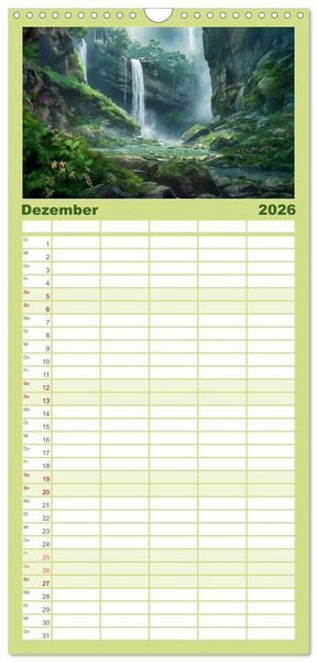 Produktbild: Familienplaner 2026 - Kaskaden - Die Poesie des Wassers mit 5 Spalten (Wandkalender, 21 x 45 cm) CALVENDO