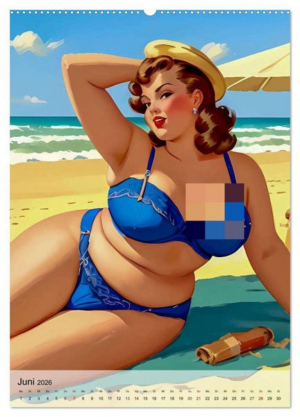 Produktbild: Pin up Girls Hei&szlig;e Kurven mit Retro Charme (hochwertiger Premium Wandkalender 2026 DIN A2 hoch), Kunstdruck in Hochglanz