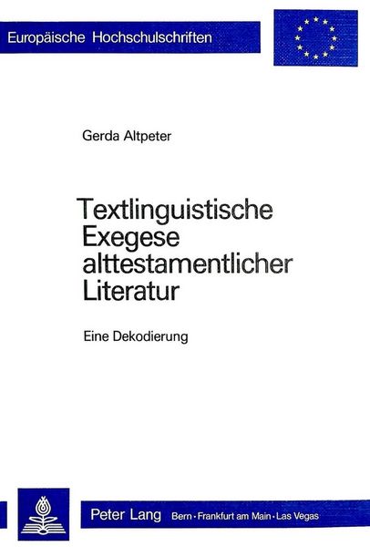 Produktbild: Textlinguistische Exegese alttestamentlicher Literatur