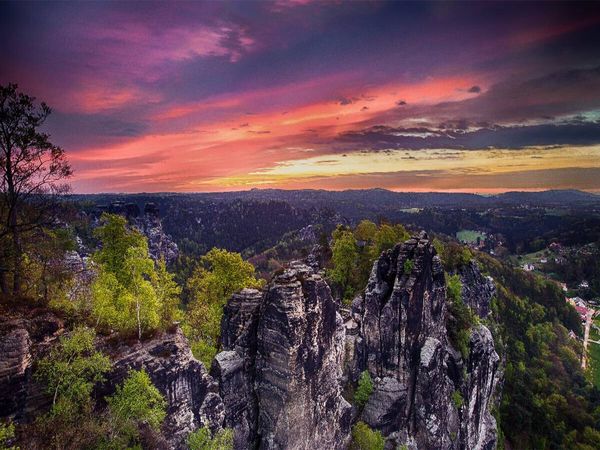 Produktbild: CALVENDO Puzzle Fr&uuml;h morgens auf der Bastei | 1000 Teile Lege-Gr&ouml;&szlig;e 64x48cm Foto-Puzzle f&uuml;r gl&uuml;ckliche Stunden