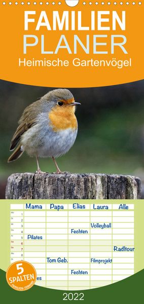 Produktbild: Familienplaner Heimische Gartenv&ouml;gel (Wandkalender 2022 , 21 cm x 45 cm, hoch)