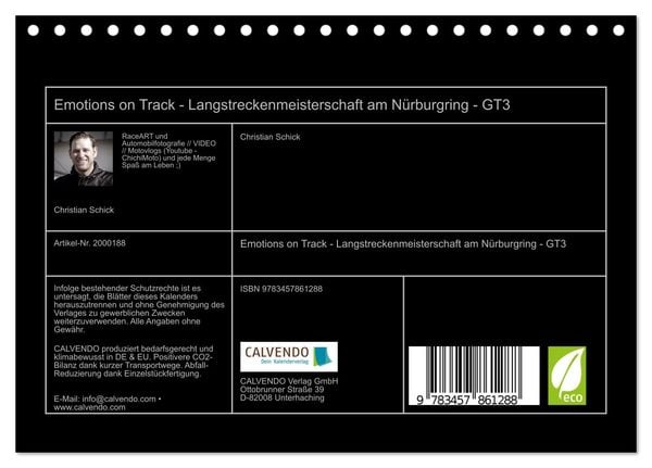 Produktbild: Emotions on Track - Langstreckenmeisterschaft am N&uuml;rburgring - GT3 (Tischkalender 2026 DIN A5 quer), CALVENDO Monatskalender