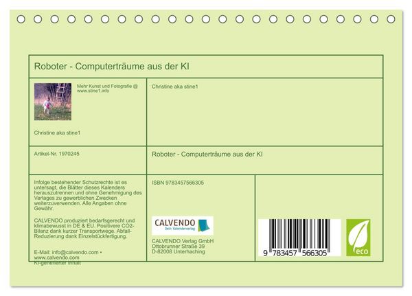 Produktbild: Roboter - Computertr&auml;ume aus der KI (Tischkalender 2026 DIN A5 quer), CALVENDO Monatskalender