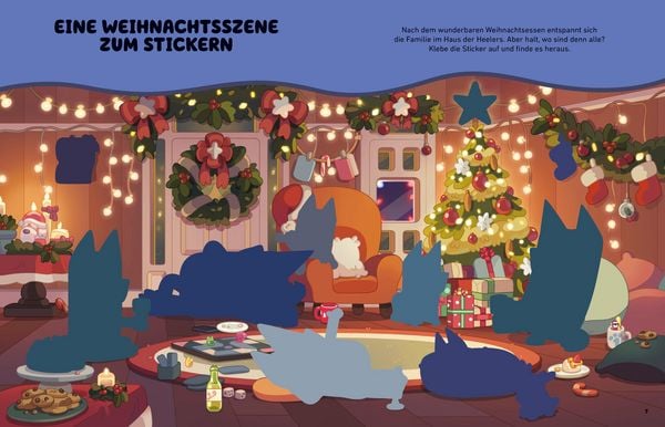 Produktbild: BLUEY &ndash; Hurra, es ist Weihnachten! - R&auml;tsel- und Stickerbuch