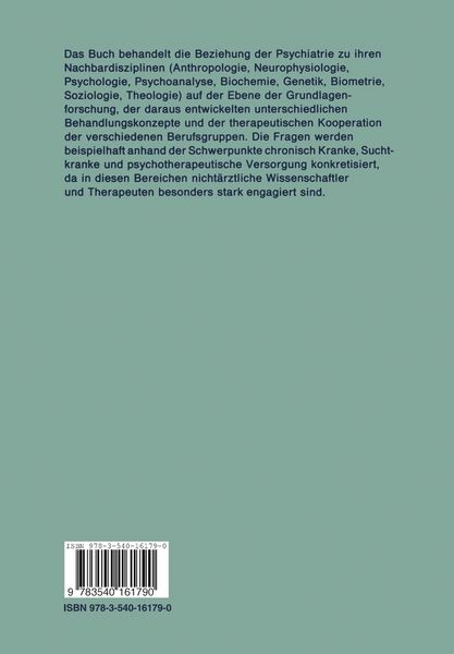 Produktbild: Das Verh&auml;ltnis der Psychiatrie zu ihren Nachbardisziplinen
