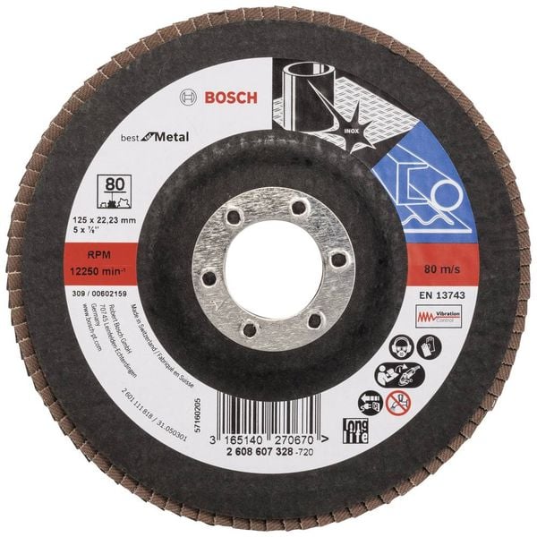 Bosch Accessories 2608607328 X571 Fächerschleifscheibe Durchmesser 125 mm Bohrungs-Ø 22.33 mm Stahl 1 St.