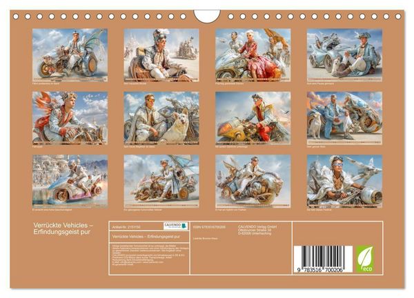 Produktbild: Verr&uuml;ckte Vehicles &ndash; Erfindungsgeist pur (Wandkalender 2026 DIN A4 quer), CALVENDO Monatskalender