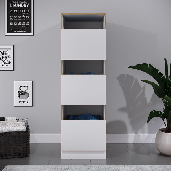 Produktbild: W&auml;scheschrank mit 3 F&auml;chern & T&uuml;ren Rislo CL XL