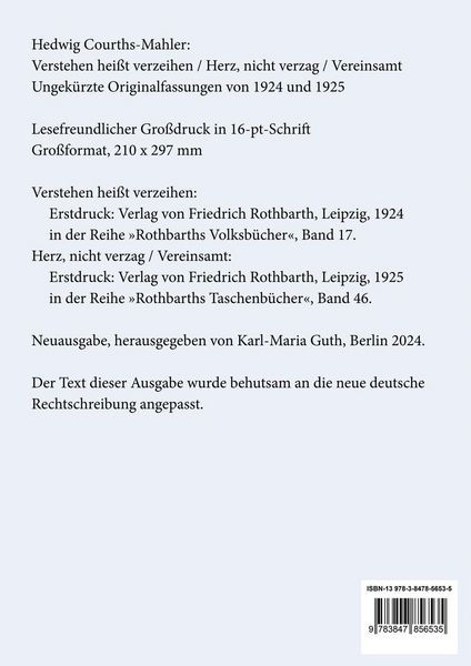 Produktbild: Verstehen hei&szlig;t verzeihen / Herz, nicht verzag / Vereinsamt (Gro&szlig;druck)