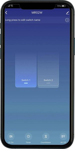 Produktbild: Wi-Fi Schalter Einbau 2-Kanal Schaltleistung (max.) 2300 W Reichweite max. (im Freifeld) 300 m