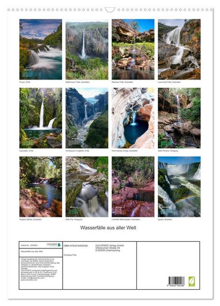 Produktbild: Wasserf&auml;lle aus aller Welt (Wandkalender 2026 DIN A2 hoch), CALVENDO Monatskalender