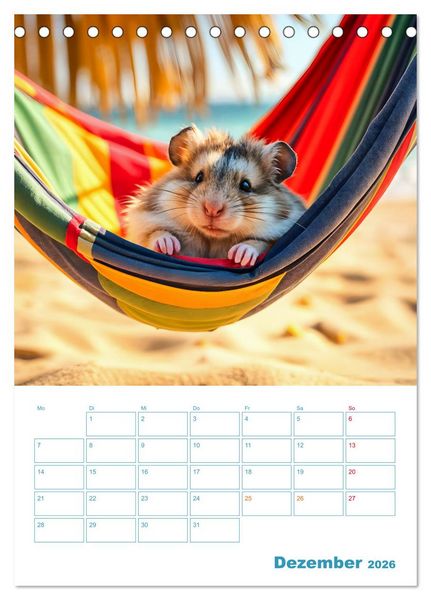Produktbild: Holiday Hamster - Urlaubsfeeling pur mit sonnigen KI Hamstern (Tischkalender 2026 DIN A5 hoch), CALVENDO Monatskalender