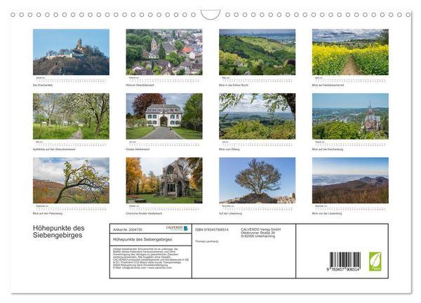 Produktbild: H&ouml;hepunkte des Siebengebirges (Wandkalender 2026 DIN A3 quer), CALVENDO Monatskalender