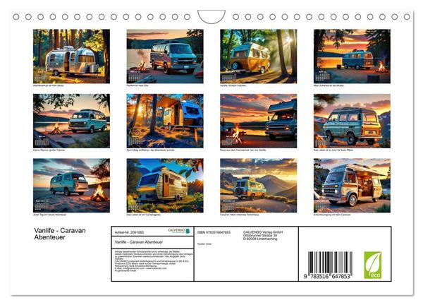 Produktbild: Vanlife - Caravan Abenteuer (Wandkalender 2026 DIN A4 quer), CALVENDO Monatskalender