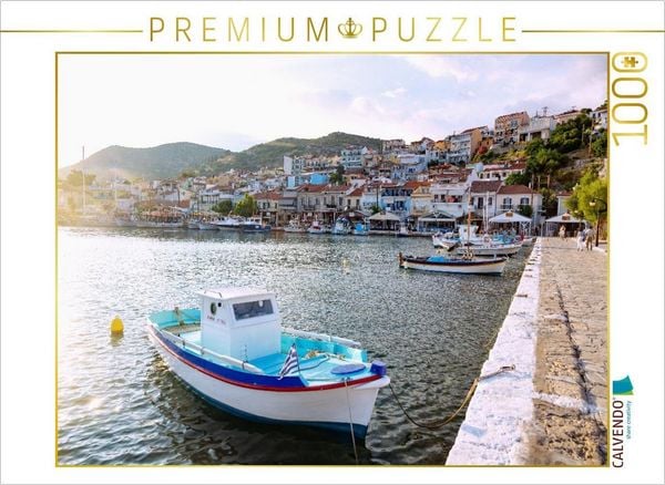 CALVENDO Puzzle Abendstimmung im Hafen von Pythagorion auf Samos | 1000 Teile Lege-Größe 64x48cm Foto-Puzzle für glückliche Stunden