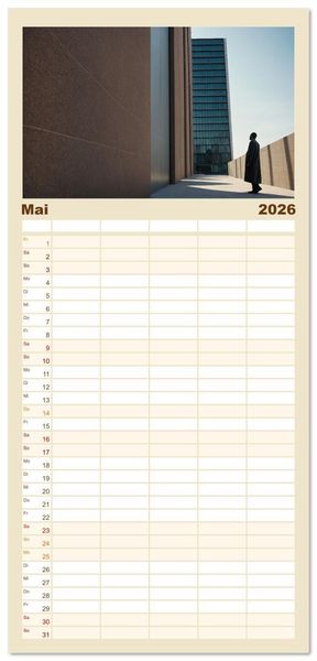 Produktbild: Familienplaner 2026 - Einsamkeit in Architektur mit 5 Spalten (Wandkalender, 21 x 45 cm) CALVENDO