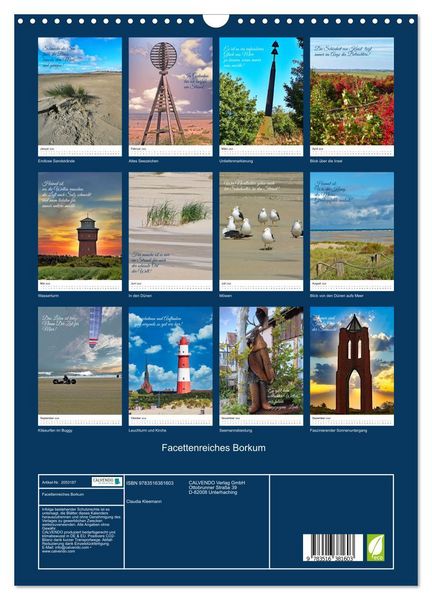 Produktbild: Facettenreiches Borkum (Wandkalender 2026 DIN A3 hoch), CALVENDO Monatskalender