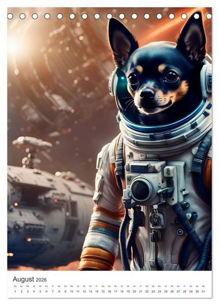 Produktbild: Chihuahua Abenteuer im Weltraum (Tischkalender 2026 DIN A5 hoch), CALVENDO Monatskalender