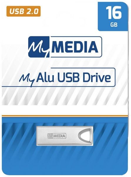 Produktbild: MyMEDIA My Alu USB 2.0 Drive USB-Stick 16GB Silber 69272 USB-A (USB 2.0)
