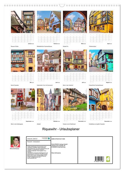 Produktbild: Riquewihr - Urlaubsplaner (Wandkalender 2026 DIN A2 hoch), CALVENDO Monatskalender