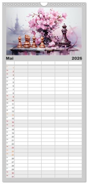 Produktbild: Familienplaner 2026 - Schach Matt mit 5 Spalten (Wandkalender, 21 x 45 cm) CALVENDO