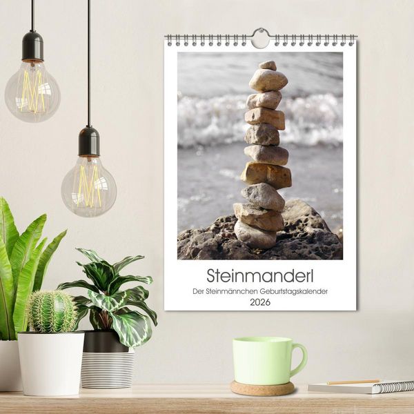 Produktbild: Steinmanderl - Der Steinm&auml;nnchen Geburtstagskalender (Wandkalender 2026 DIN A4 hoch), CALVENDO Monatskalender