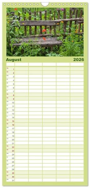 Produktbild: Familienplaner 2026 - Mein Jahr im Landhausgarten mit 5 Spalten (Wandkalender, 21 x 45 cm) CALVENDO