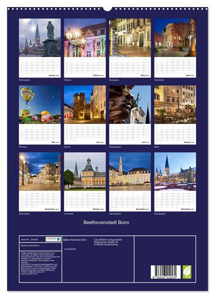 Produktbild: Beethovenstadt Bonn (Wandkalender 2026 DIN A2 hoch), CALVENDO Monatskalender