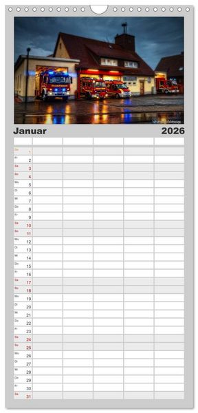 Produktbild: Familienplaner 2026 - HDR Einsatzfahrzeuge mit 5 Spalten (Wandkalender, 21 x 45 cm) CALVENDO
