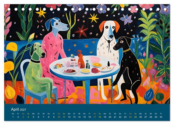 Produktbild: Hunde Kunstwerke - Hunde im Stil des Fauvismus k&uuml;nstlerisch gestaltet (Tischkalender 2027 DIN A5 quer), CALVENDO Monatskalender